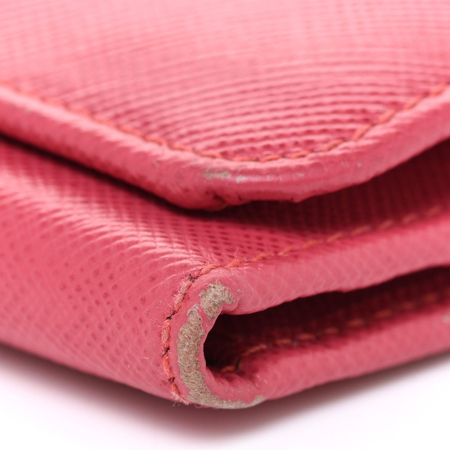 Saffiano Metal French Flap Compact Wallet Pink