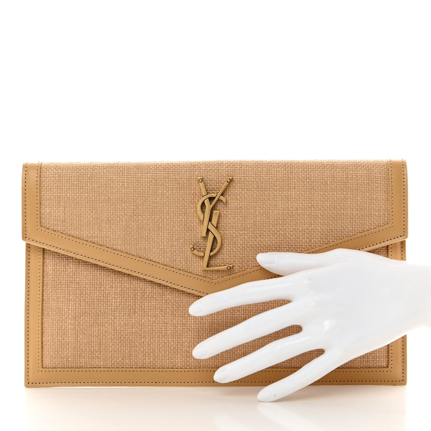 Micro Raffia Uptown Pouch Natural Hay Blush