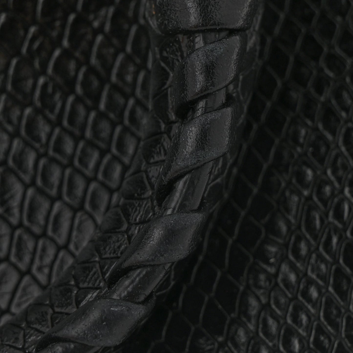 Grained Calfskin Snake Effect Silver Hardware Neo Classic Mini City Black