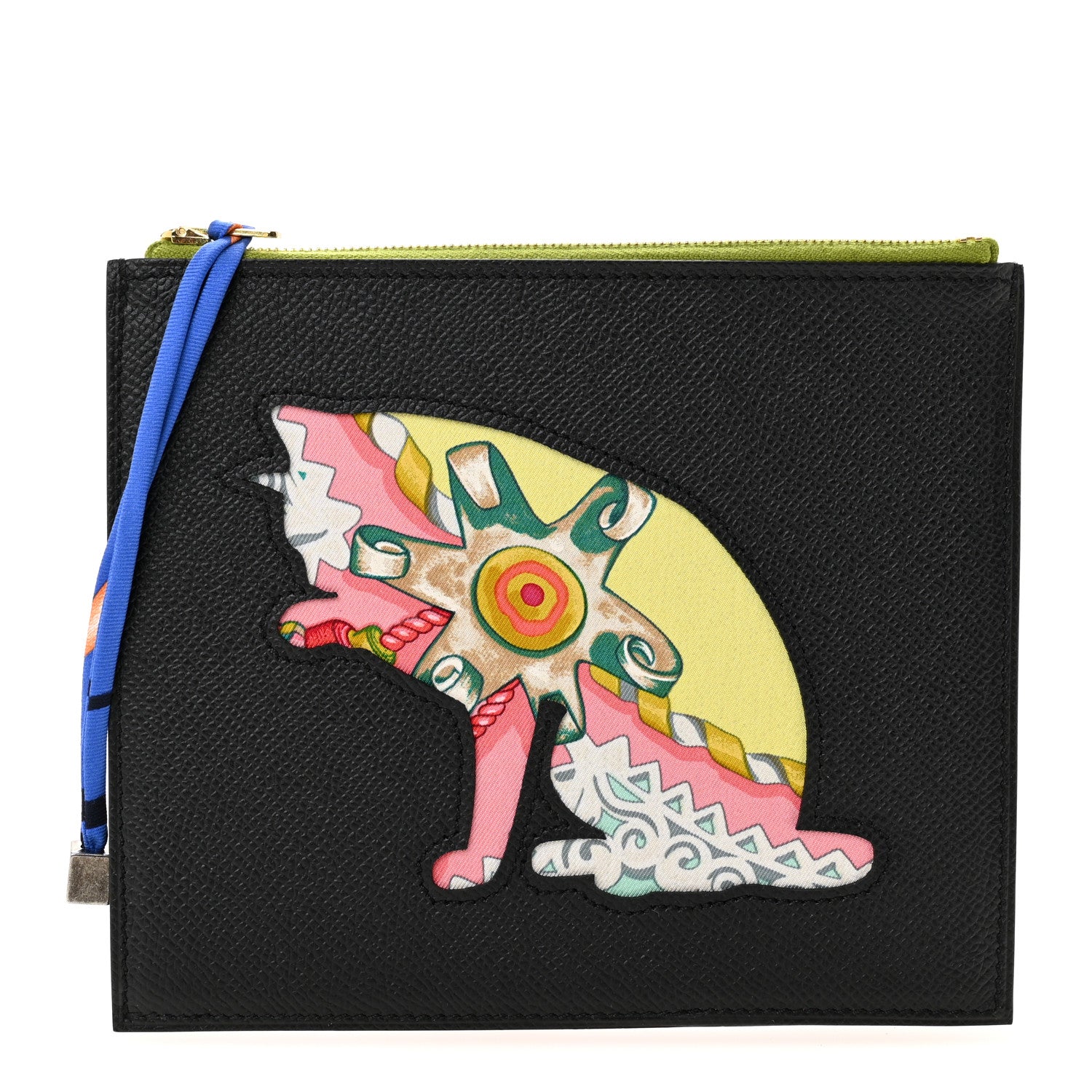 Hermes Epsom Swift Petit H Cat Flat Case Black Multicolor 1838269