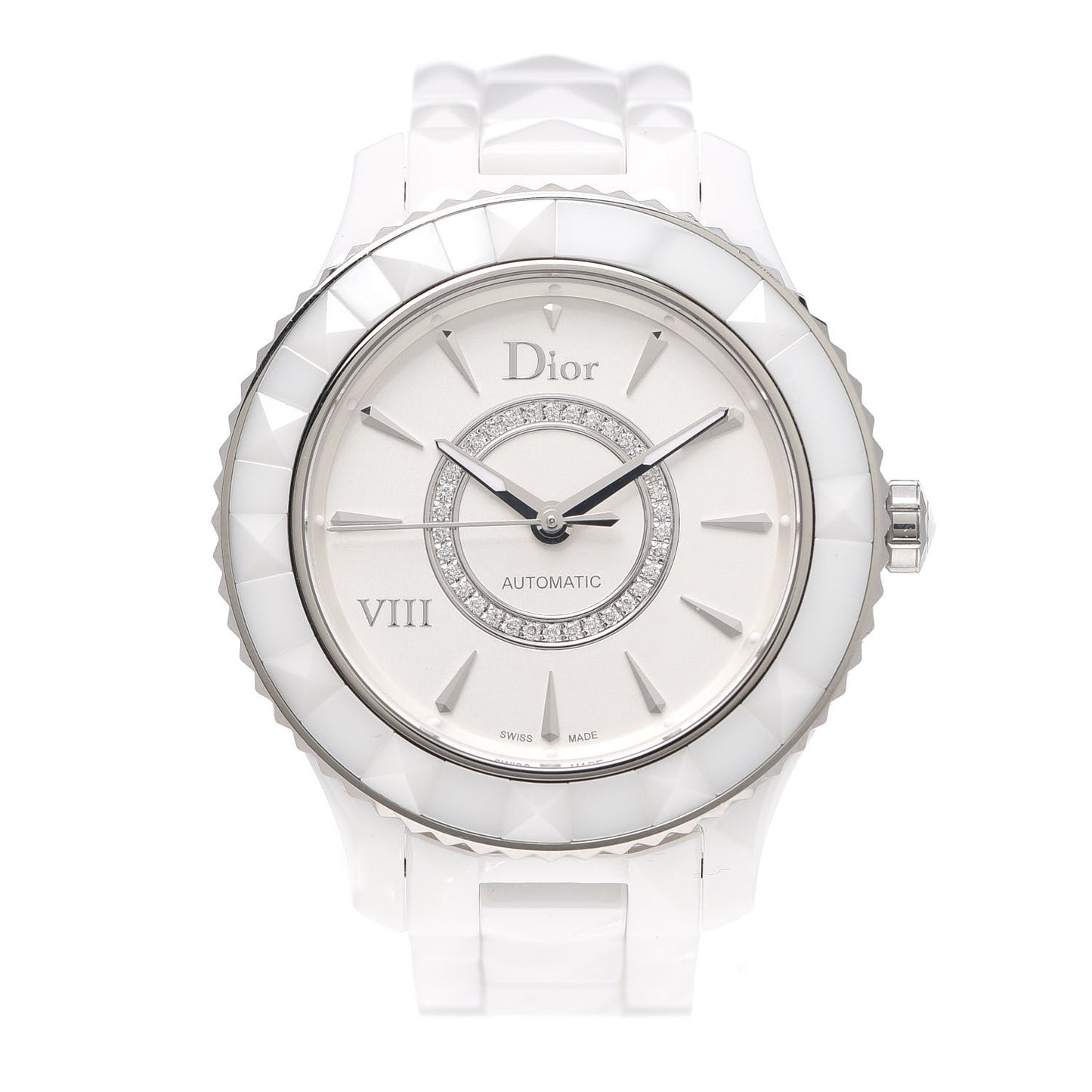 Stainless Steel Ceramic Diamond 38mm Dior VIII Automatic Watch White