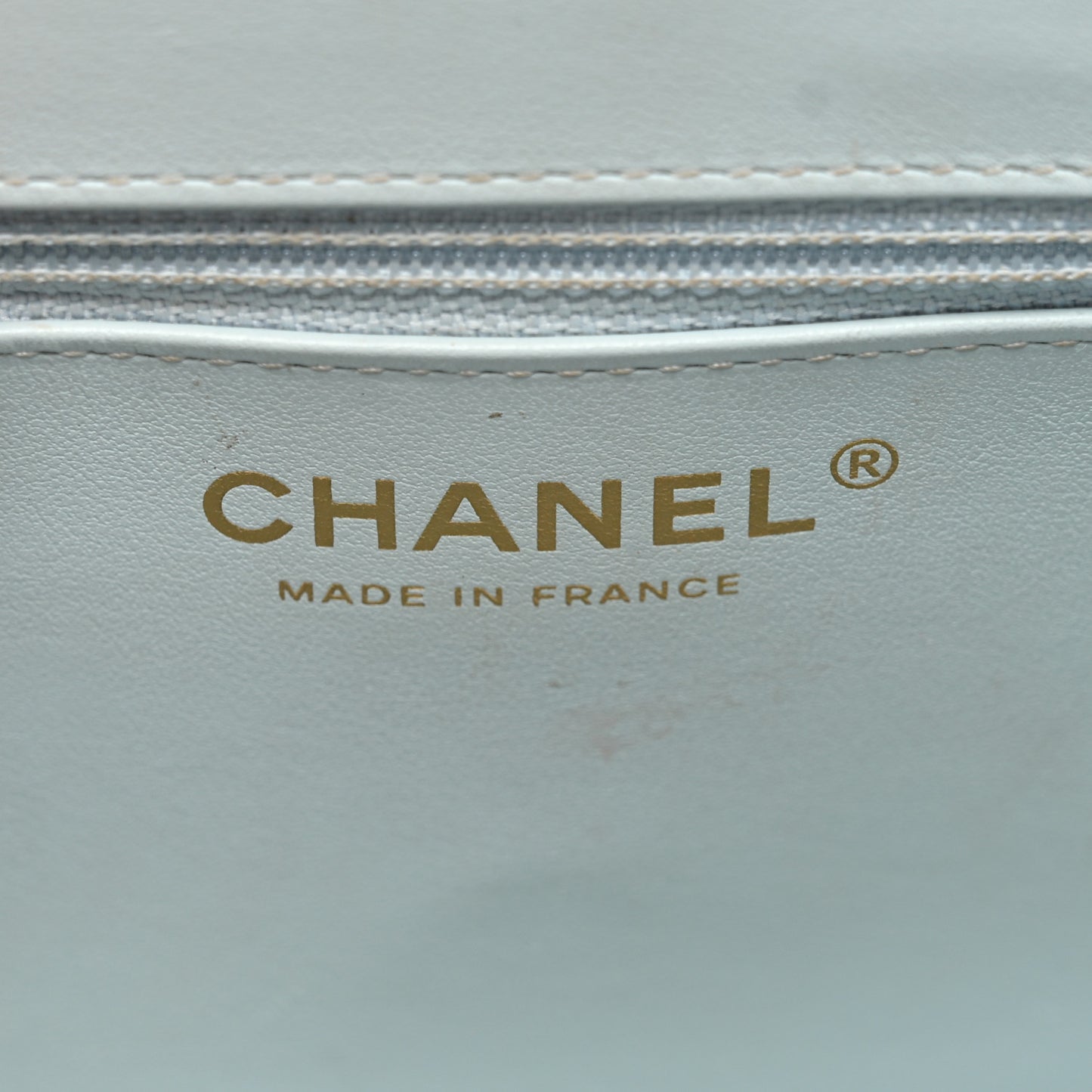 Shiny Aged Calfskin Quilted Nano Kelly Shopper Light Blue