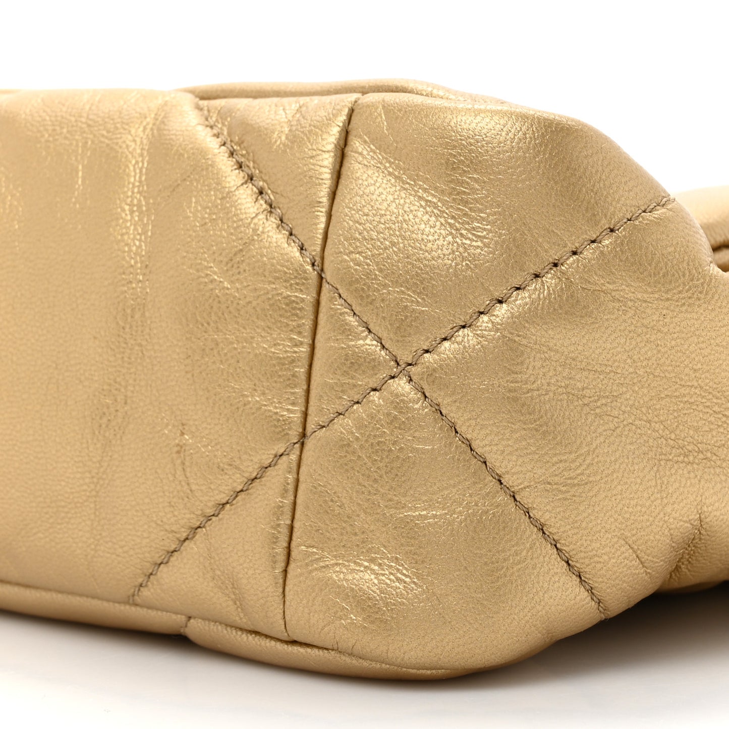 Metallic Goatskin Quilted Medium Chanel 19 Flap Gold