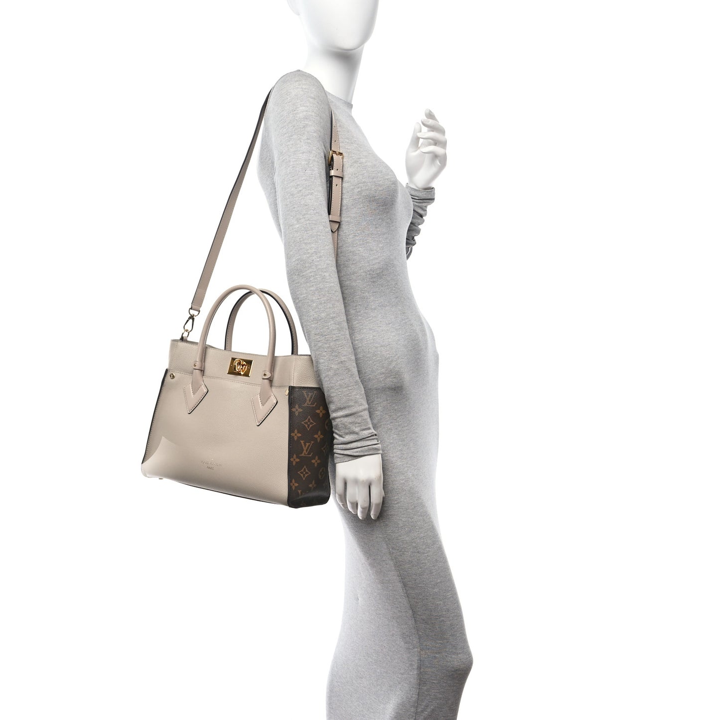Calfskin Monogram On My Side MM Greige