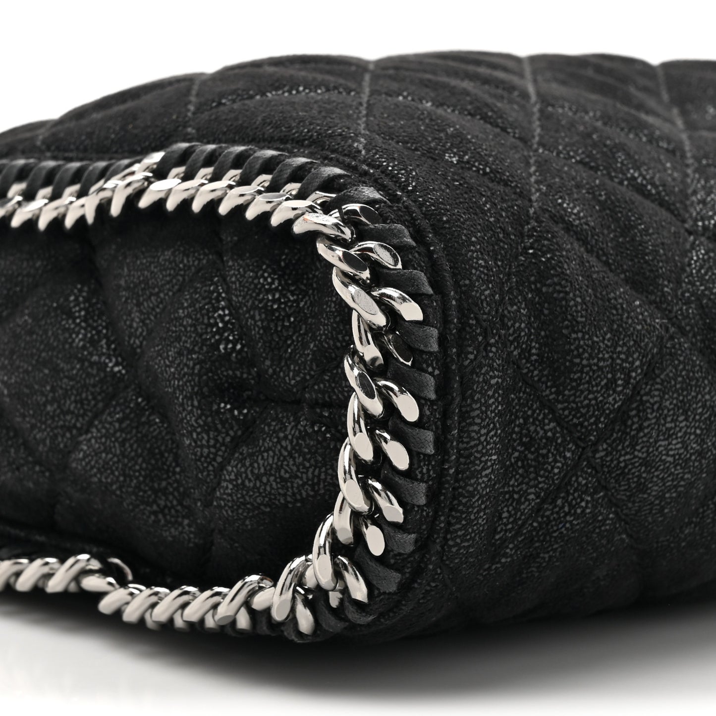 Metallic Shaggy Deer Quilted Small Falabella Tote Black