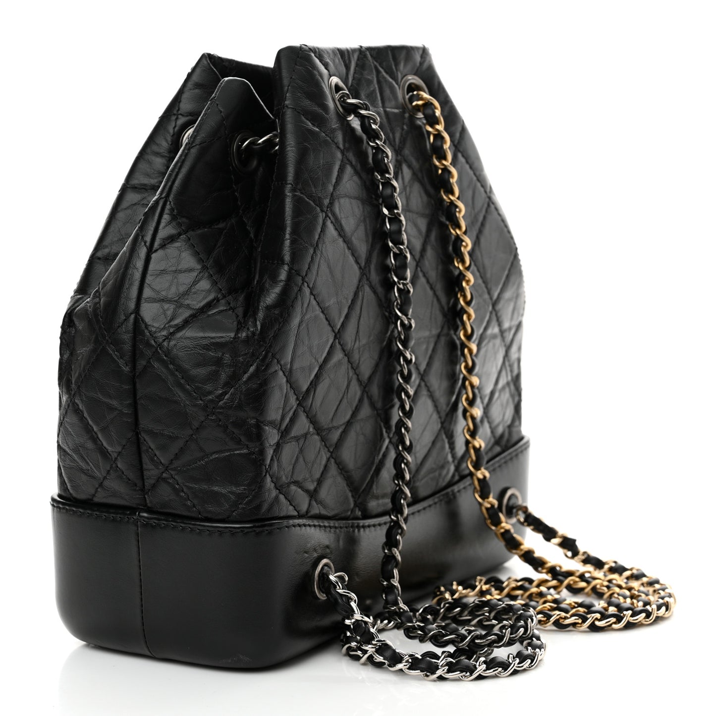 Aged Calfskin Quilted Small Gabrielle Backpack Black