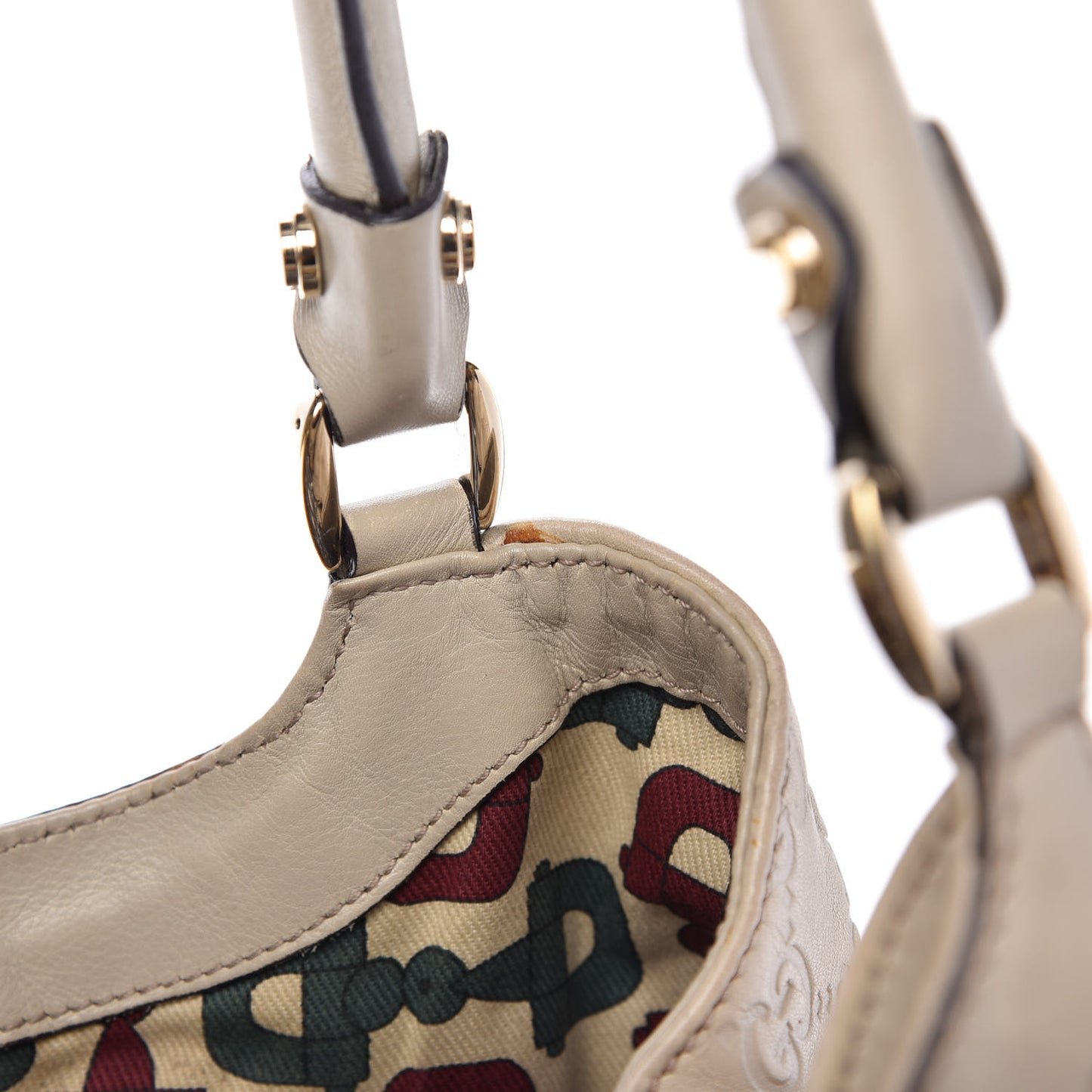 Guccissima Large D Gold Ring Shoulder Bag Off White
