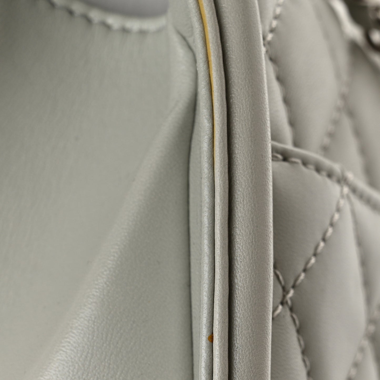 Lambskin Quilted Large Geometric Flap Light Grey