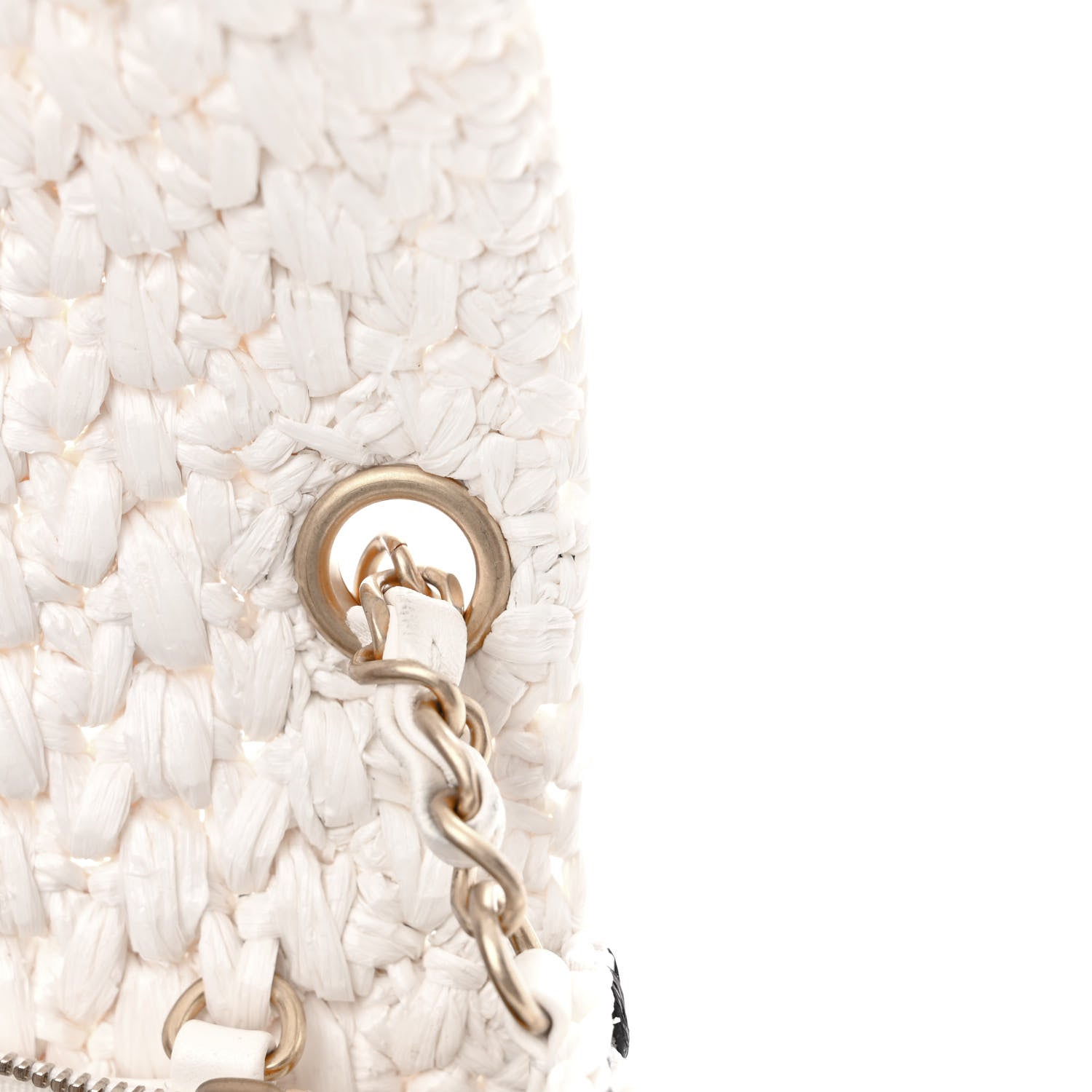 Chanel Raffia Effect Tweedy Mini Flap Bag White Black 11 of 11
