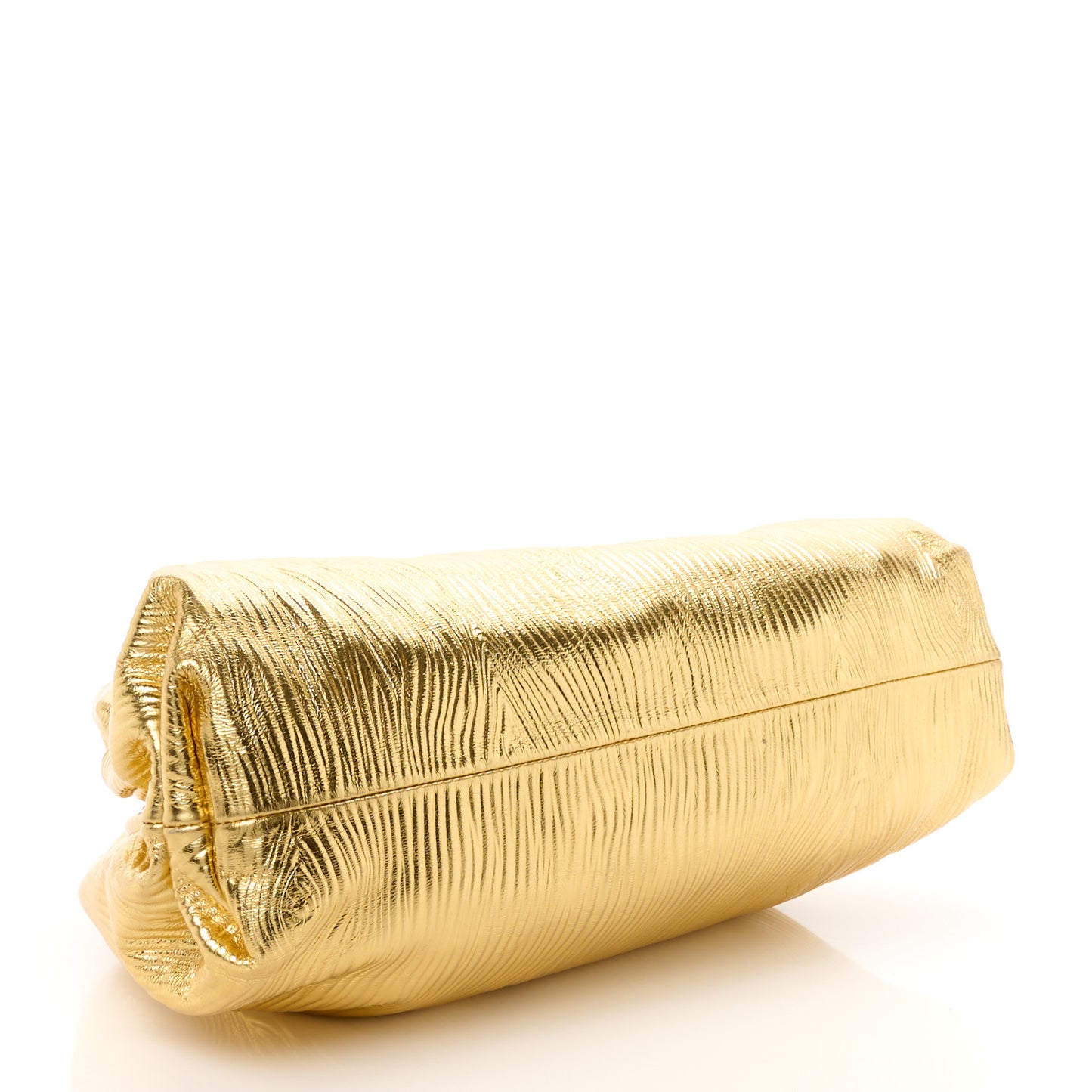 Metallic Bark Calfskin Embossed The Pouch Oversized Clutch Oro