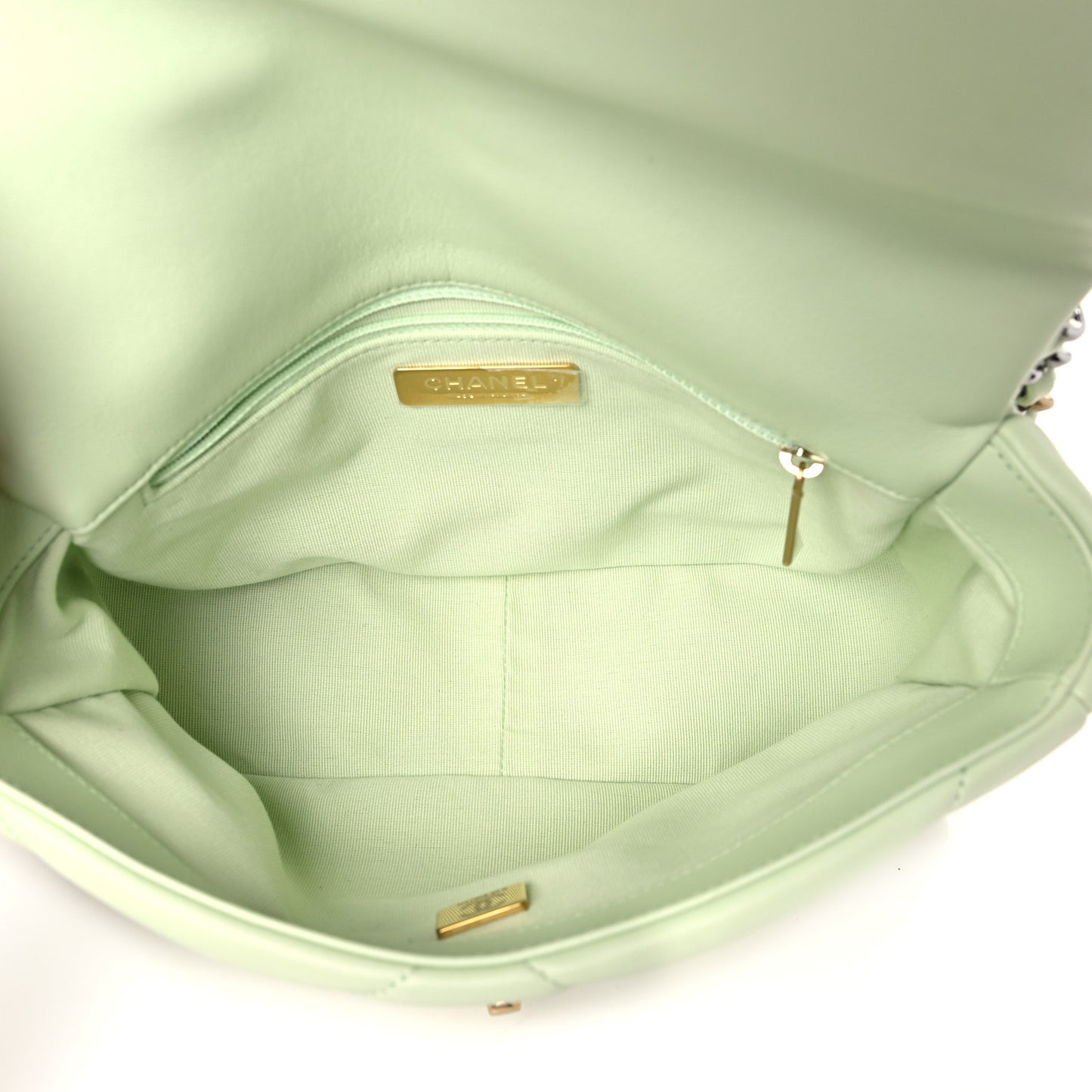 Lambskin Quilted Medium Chanel 19 Flap Light Green