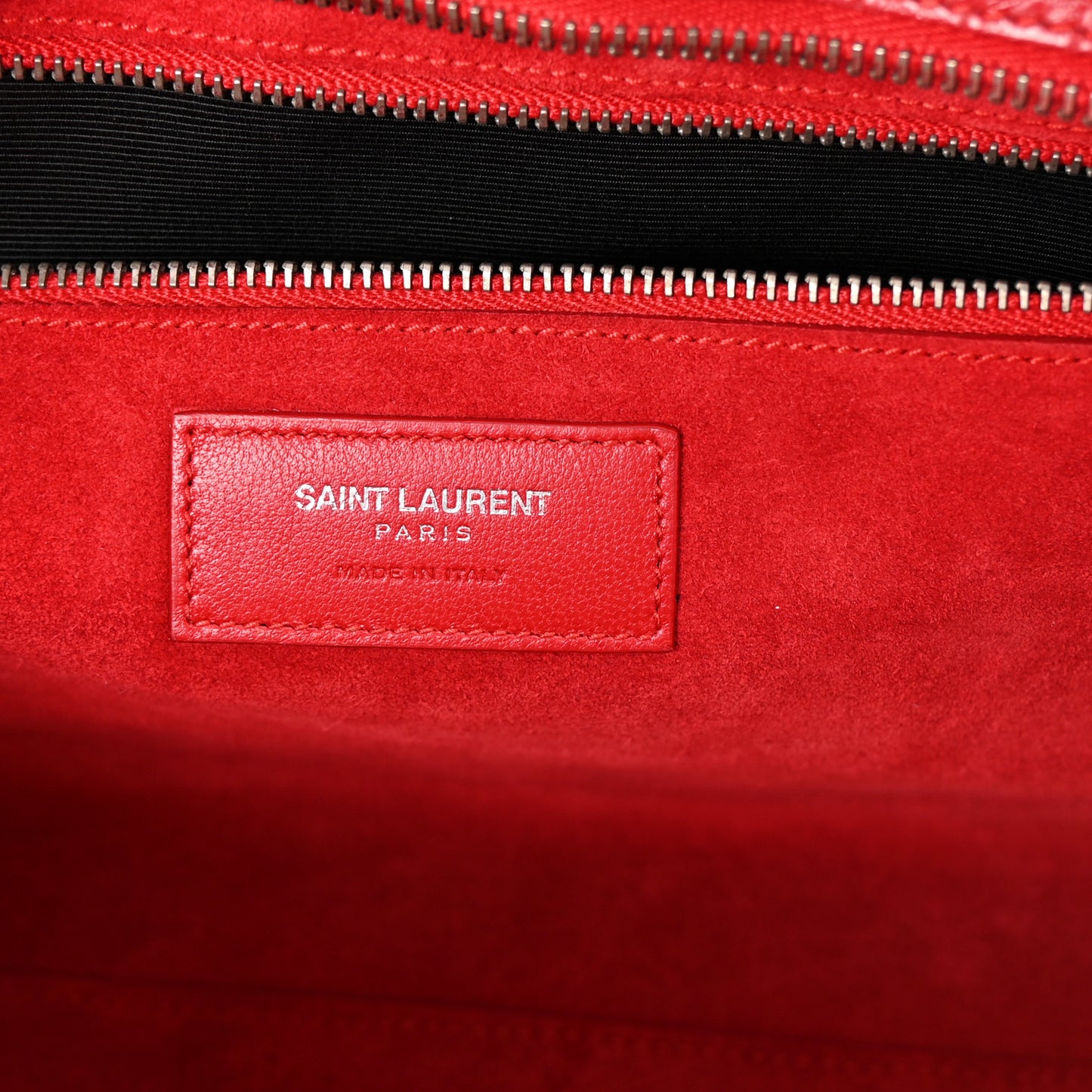 Calfskin Crocodile Embossed Small Cabas Rive Gauche Red