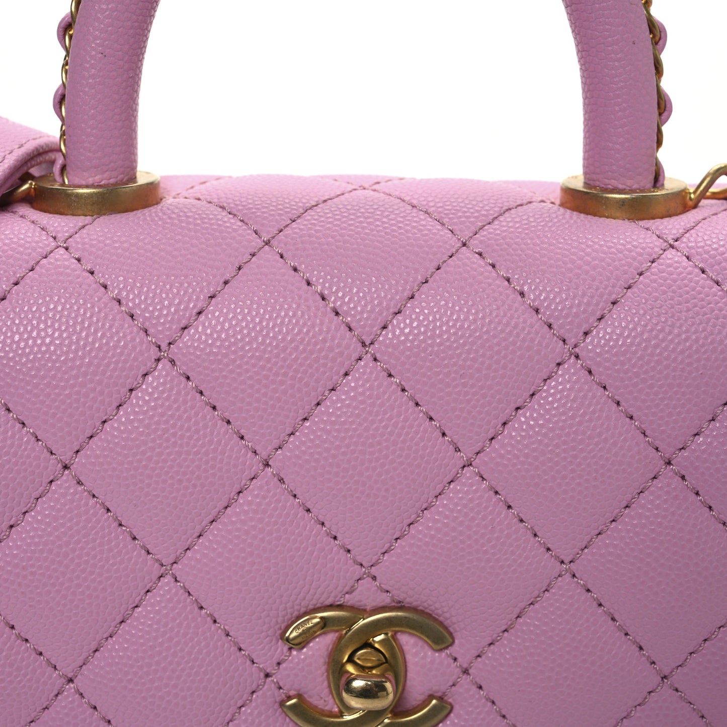 Caviar Quilted Extra Mini Coco Chain Handle Flap Pink