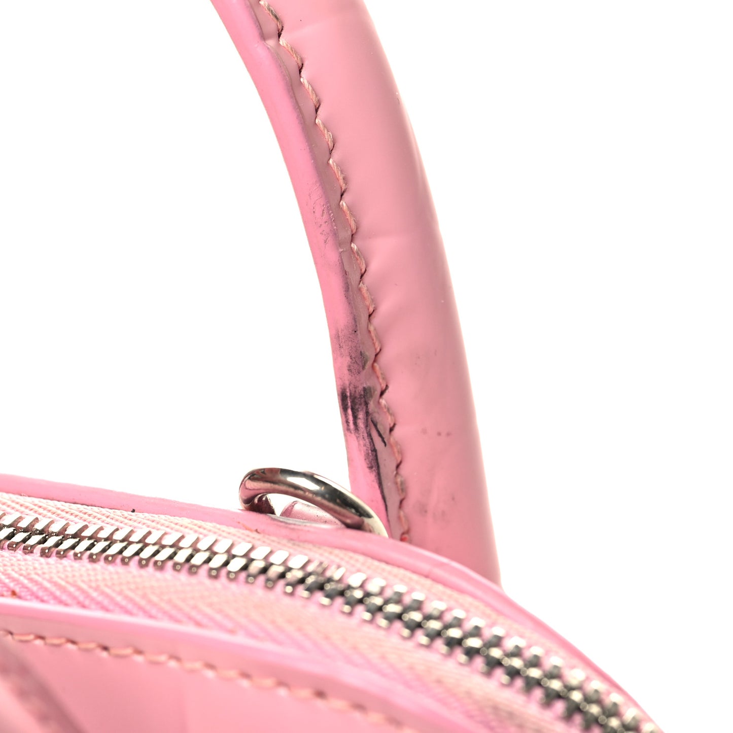 Semi Shiny Calfskin Rivet Crocodile Embossed XXS Ville Top Handle Bag Pink