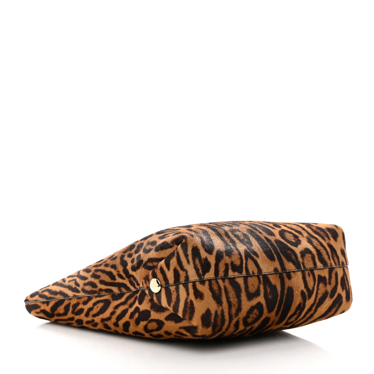 Calf Hair Leopard Print North South Tote Chocolate Brown Black Camel