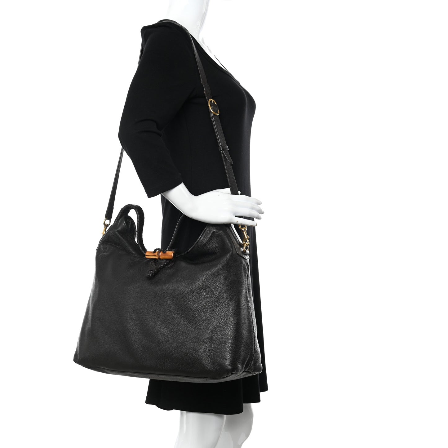 Deerskin Large Hip Bamboo Hobo Dark Cocoa