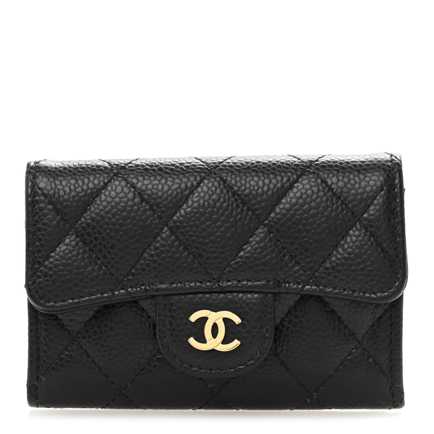Chanel Caviar Quilted Flap Card Holder Wallet Black 1 of 10