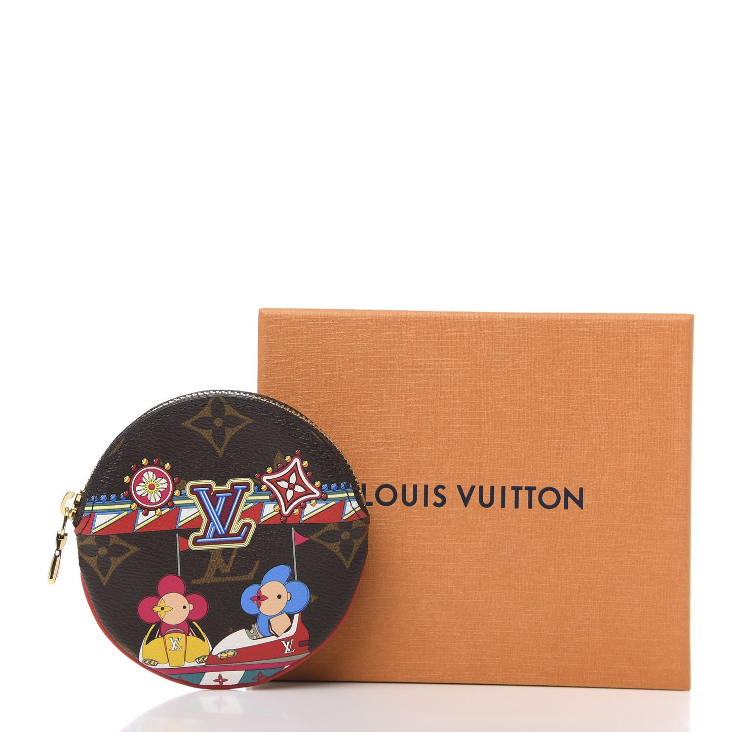 Monogram 2020 Christmas Animation Bumper Cars Round Coin Purse Coquelicot