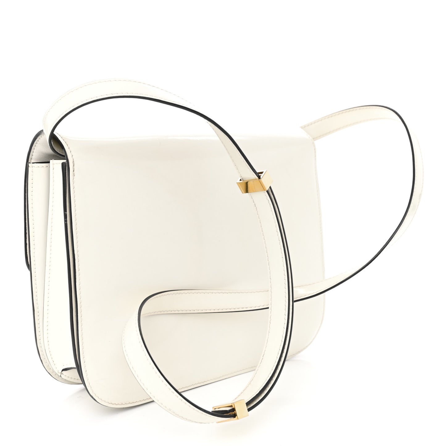 Spazzolato Calfskin Medium Classic Box Flap Bag White