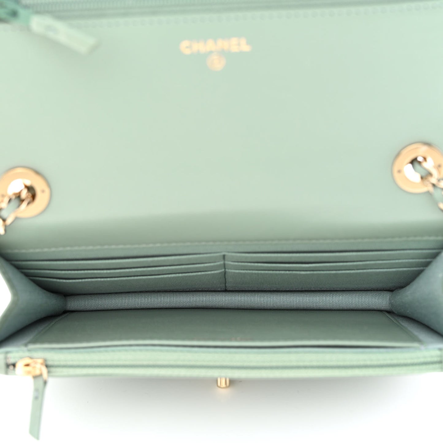 Lambskin Quilted Trendy CC Wallet On Chain WOC Grey