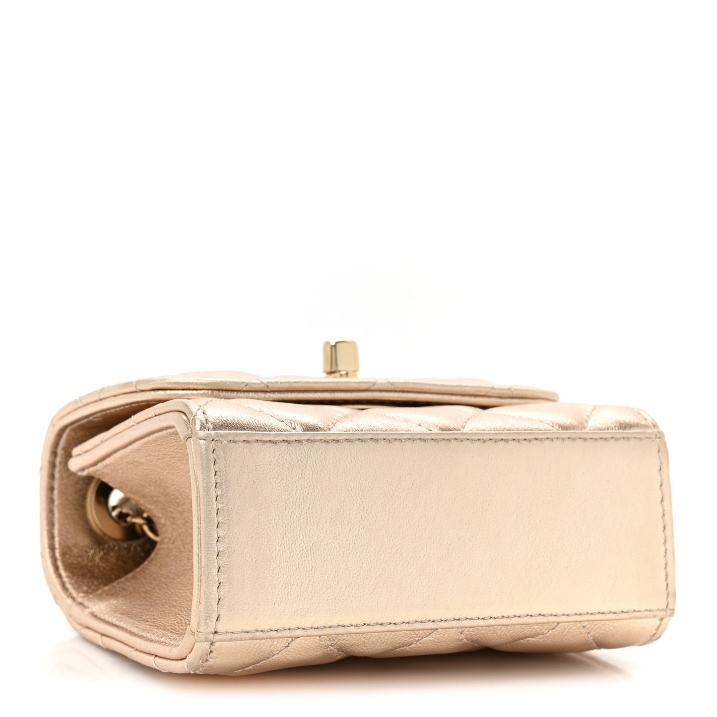 Metallic Lambskin Quilted Mini Trendy CC Clutch With Chain Gold