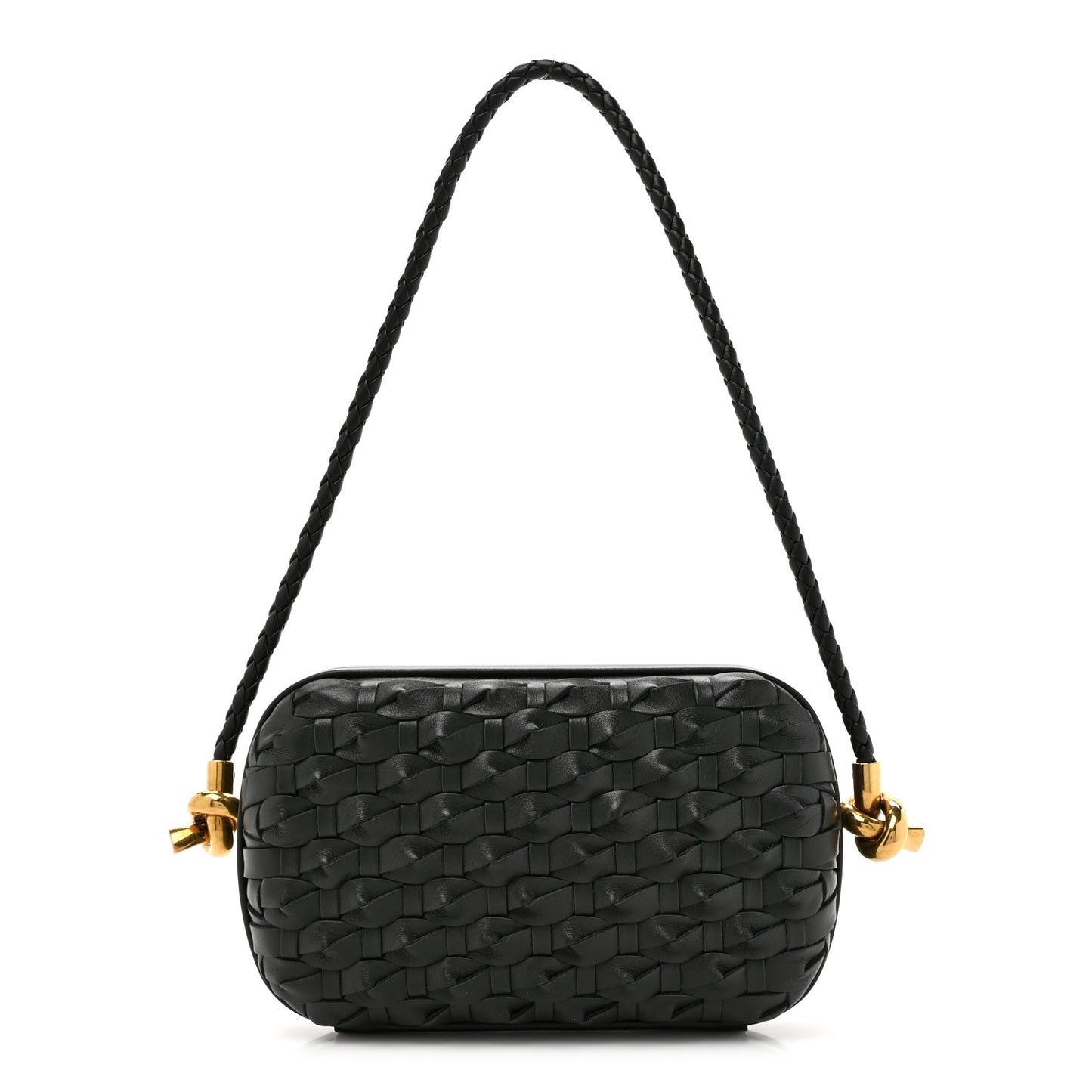 Grained Lambskin Intreccio Knot On Strap Black