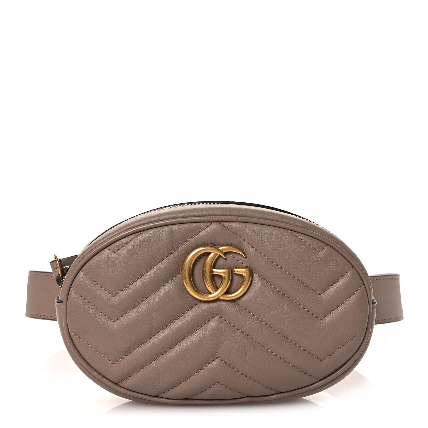Gucci Calfskin Matelasse GG Marmont Belt Bag 85 34 Porcelain  display picture 2