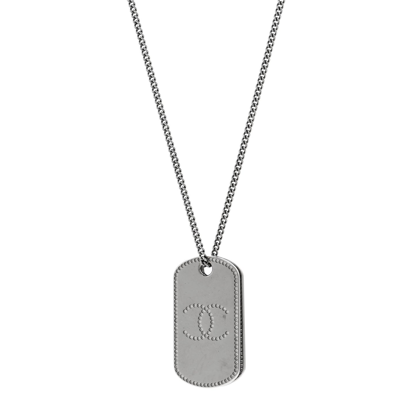 Metal Crystal Ruthenium Dog Tag Charm Necklace Black