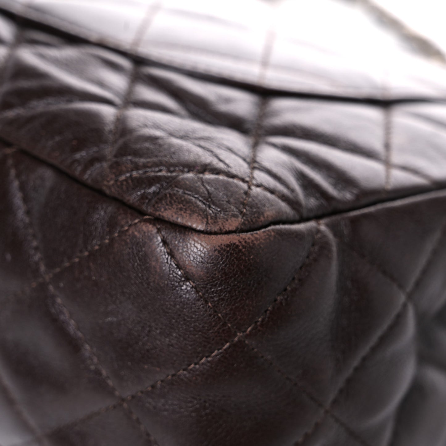 Washed Lambskin Quilted Jumbo Hybrid Reissue Flap Dark Brown