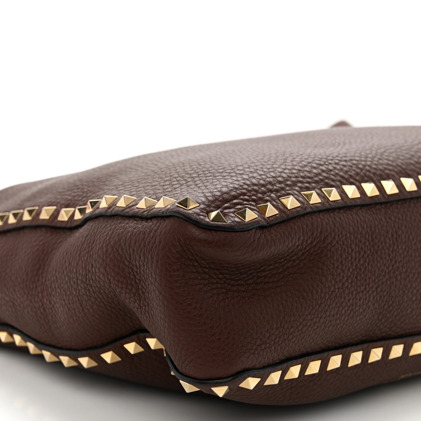 Pebbled Calfskin Large Rockstud Flip-Lock Messenger Bag Brown
