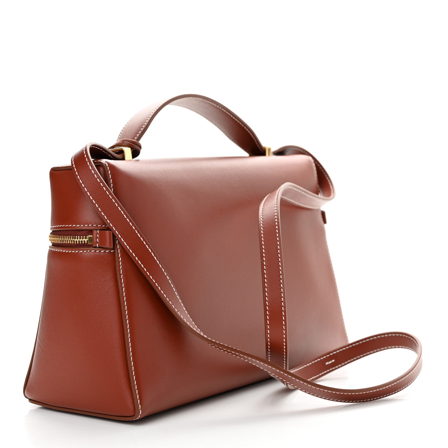 Loro Piana Saddle Calfskin Extra Bag L27 Deep Kummel 3 of 10