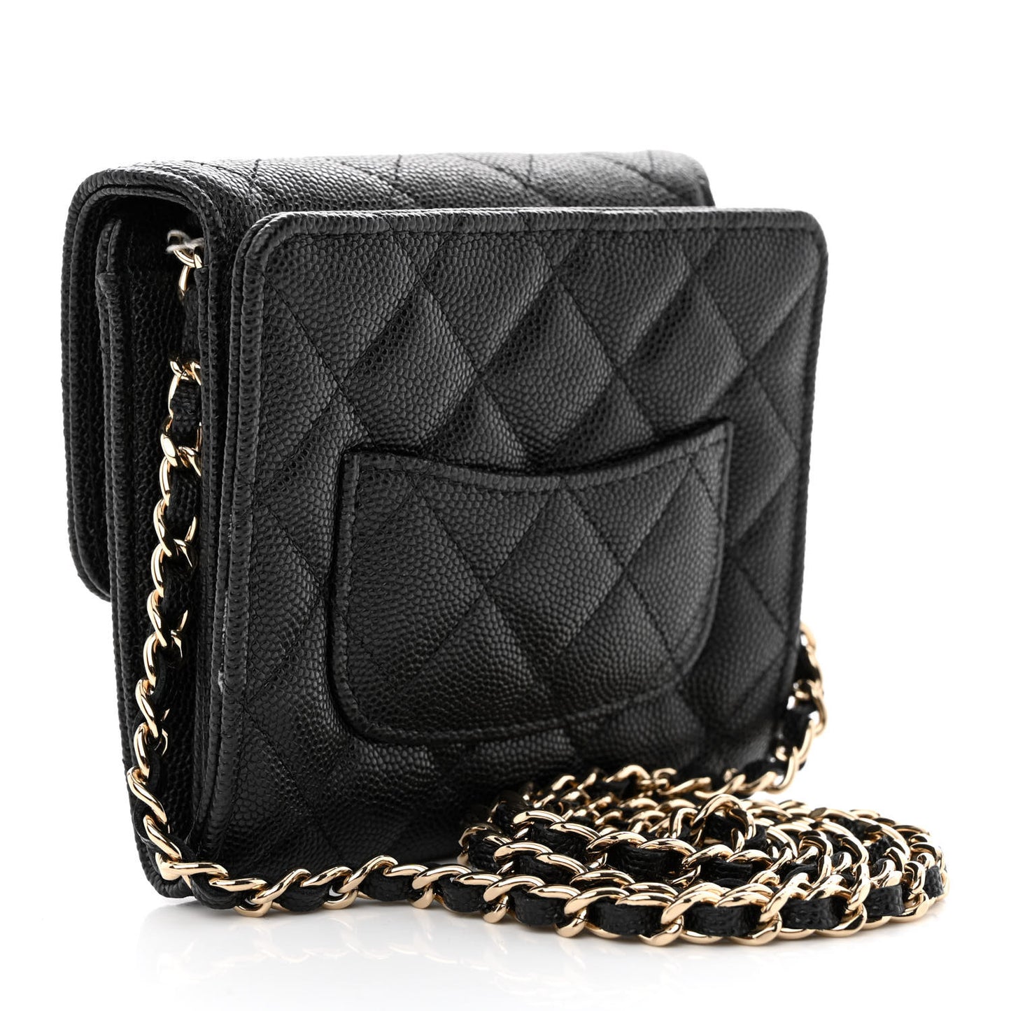 Caviar Quilted Clutch With Chain Bag Black