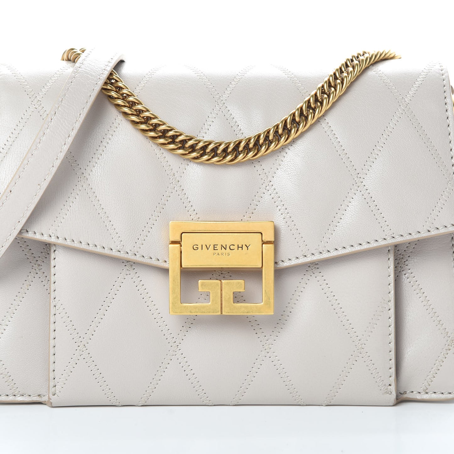 Goatskin Quilted Small GV3 Shoulder Bag Natural