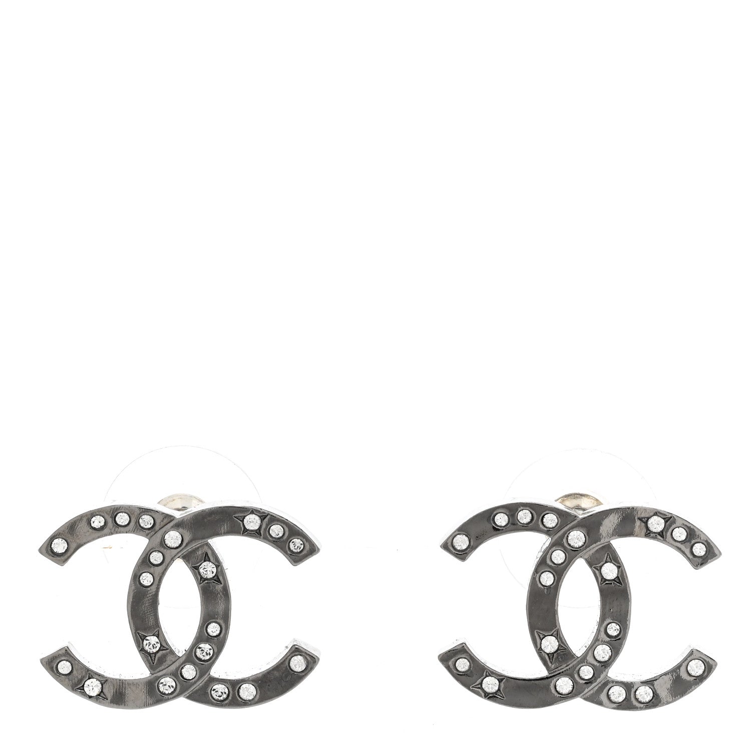 Chanel Ruthenium Crystal CC Earrings 1 of 5