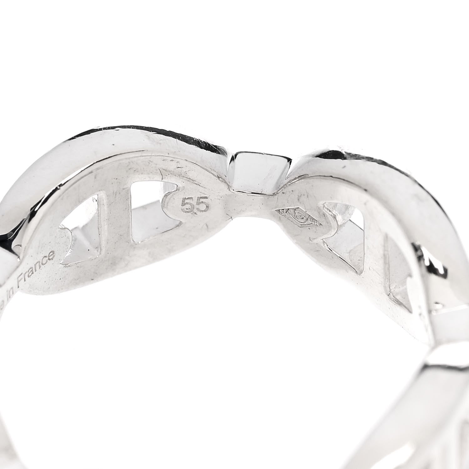 Hermes Sterling Silver PM Chaine d'Ancre Enchainee Band Ring 55 7.25 6 of 9