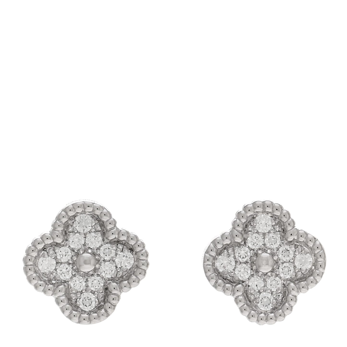 18K White Gold Diamond Sweet Alhambra Earrings