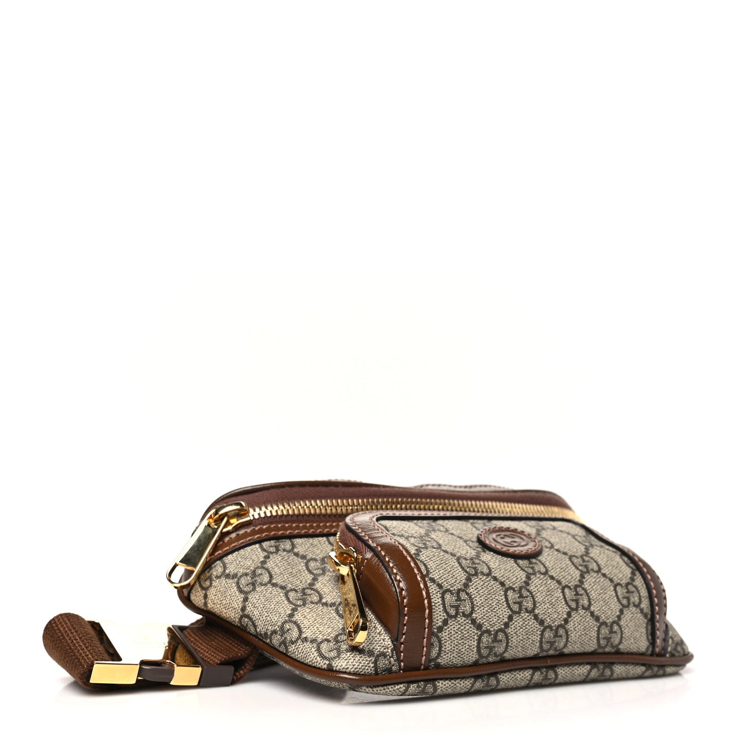 GG Supreme Monogram Textured Calfskin Retro Interlocking G Belt Bag Beige Ebony Brown Sugar