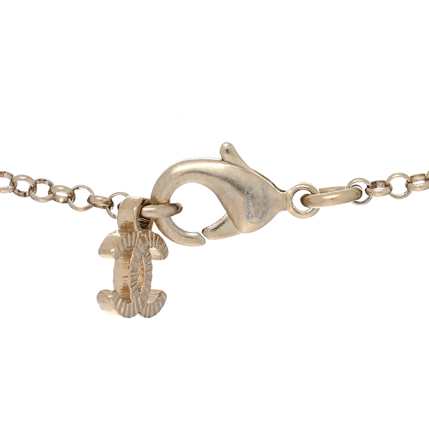Resin Crystal CC Heart Necklace Pearly White Gold
