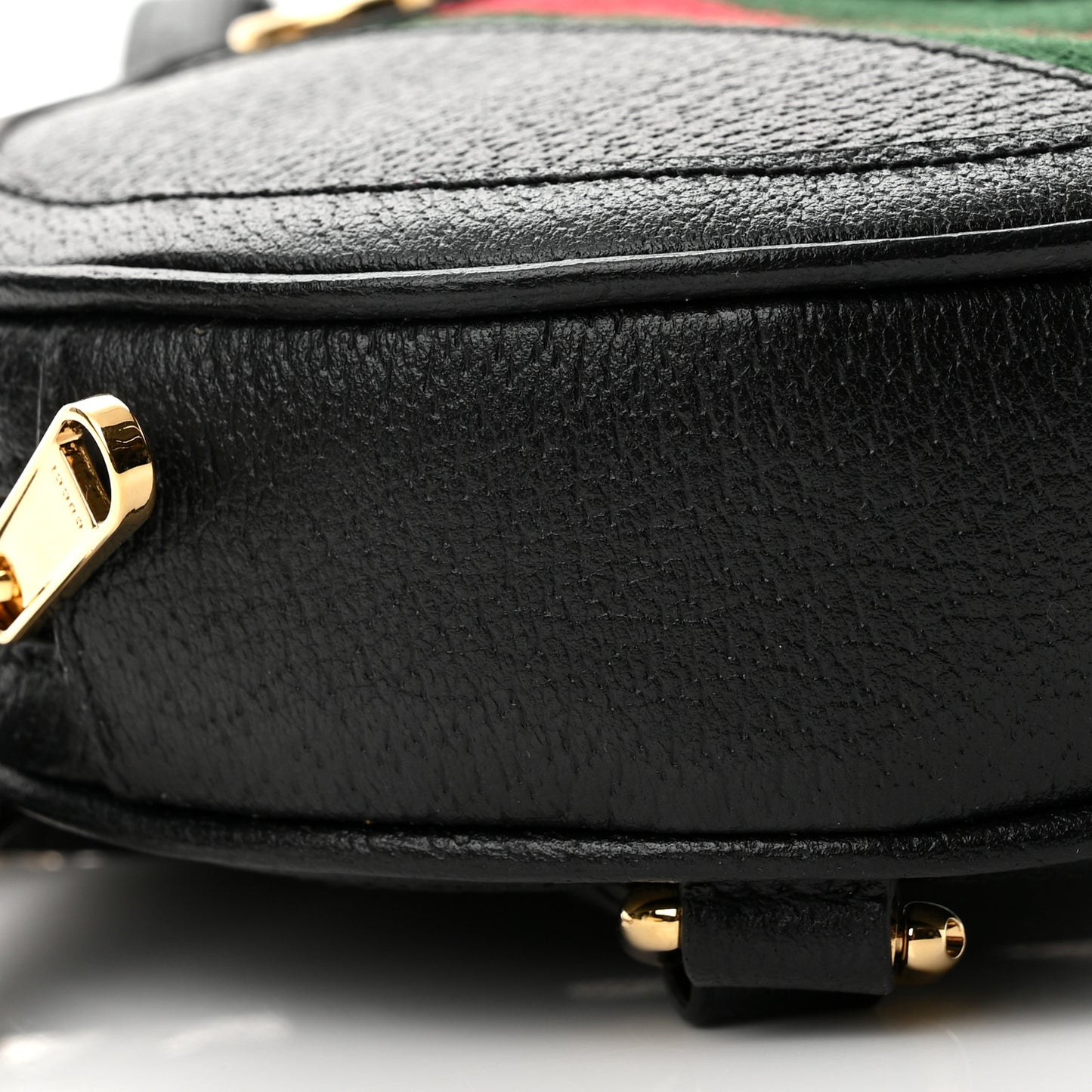 Grained Calfskin Web Mini Ophidia Round Backpack Black