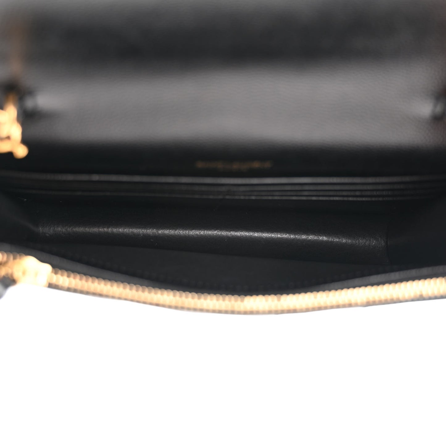 Grain De Poudre Matelasse Chevron Monogram Envelope Chain Wallet Black