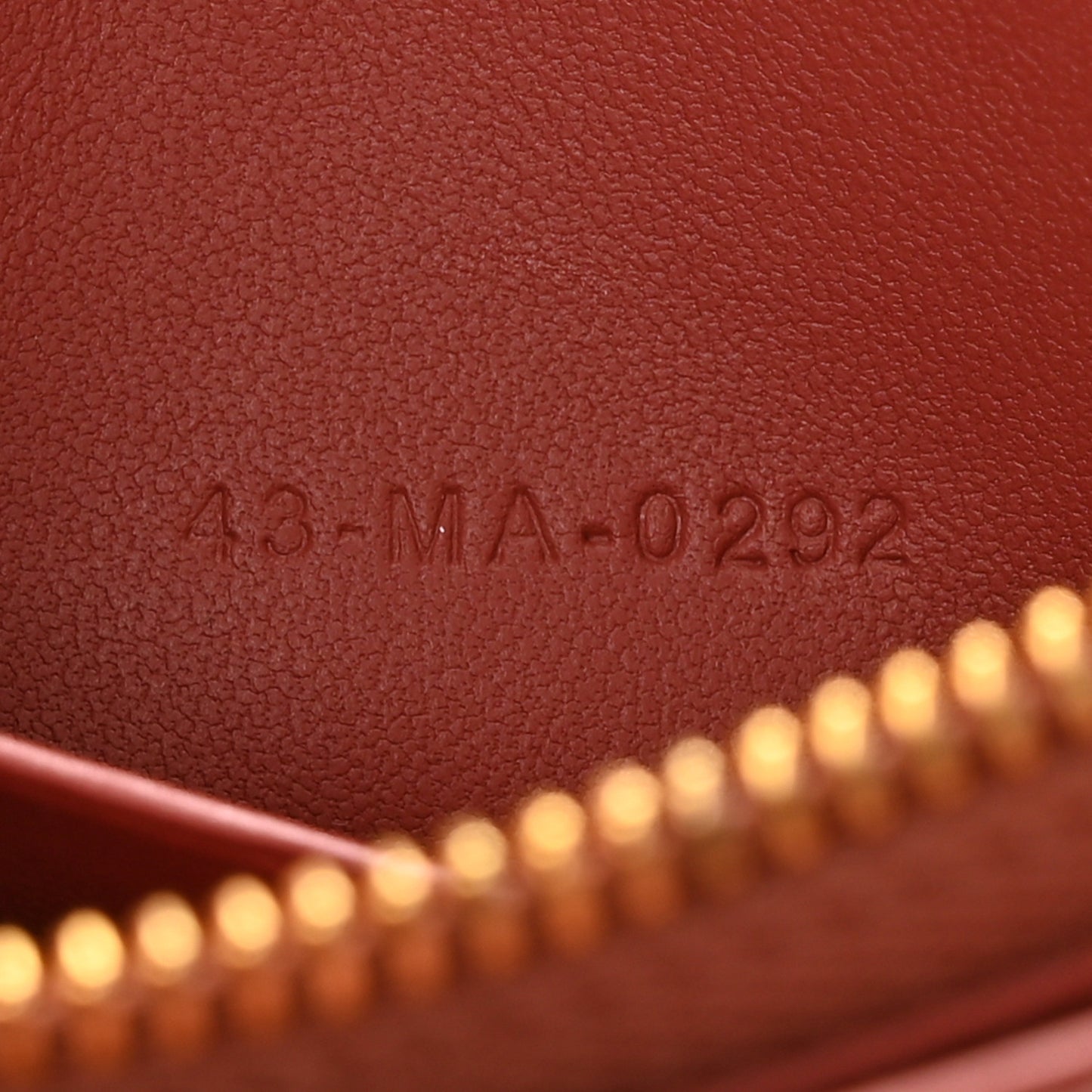 Calfskin Cannage Caro Zipped Pouch With Chain Rust