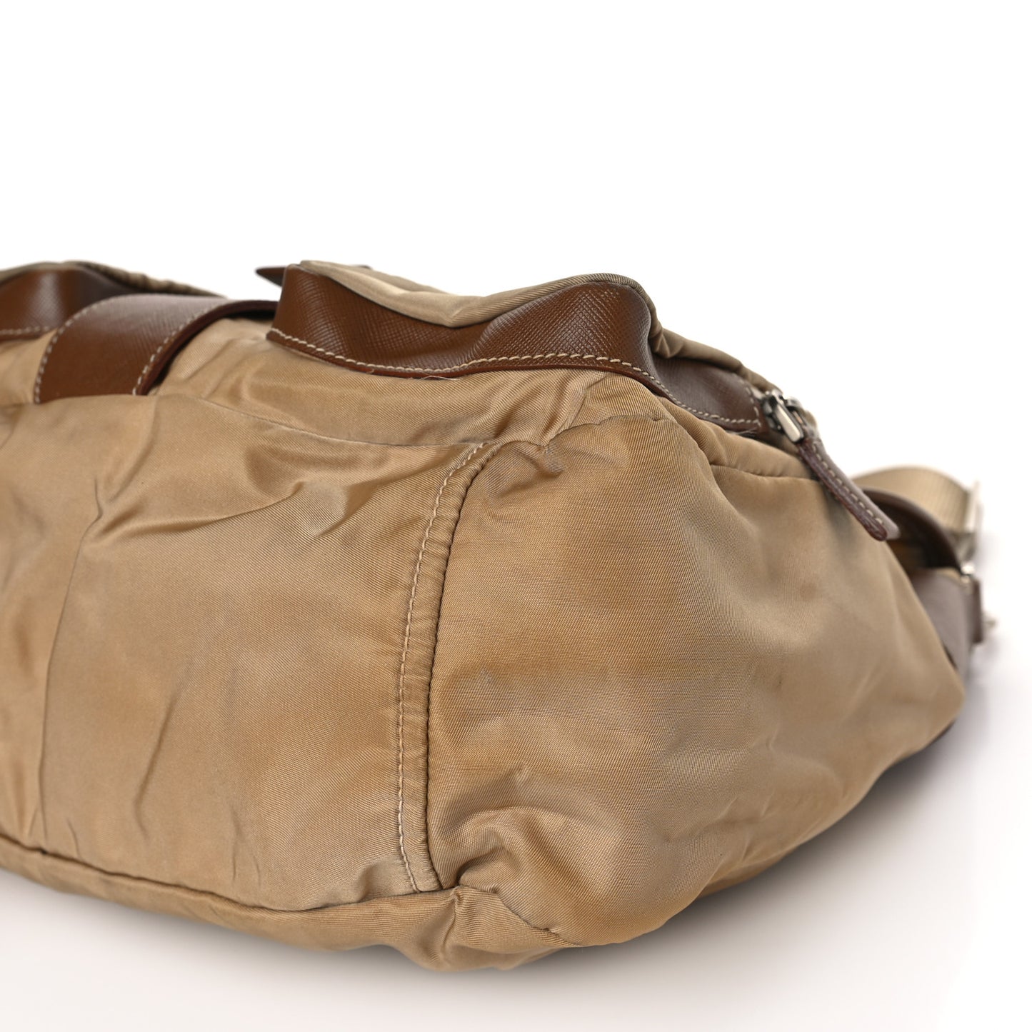 Tessuto Nylon Messenger Bag Beige