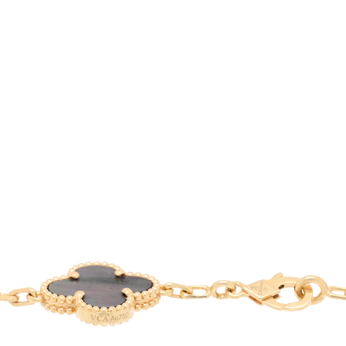 18K Yellow Gold Gray Mother of Pearl 5 Motifs Vintage Alhambra Bracelet