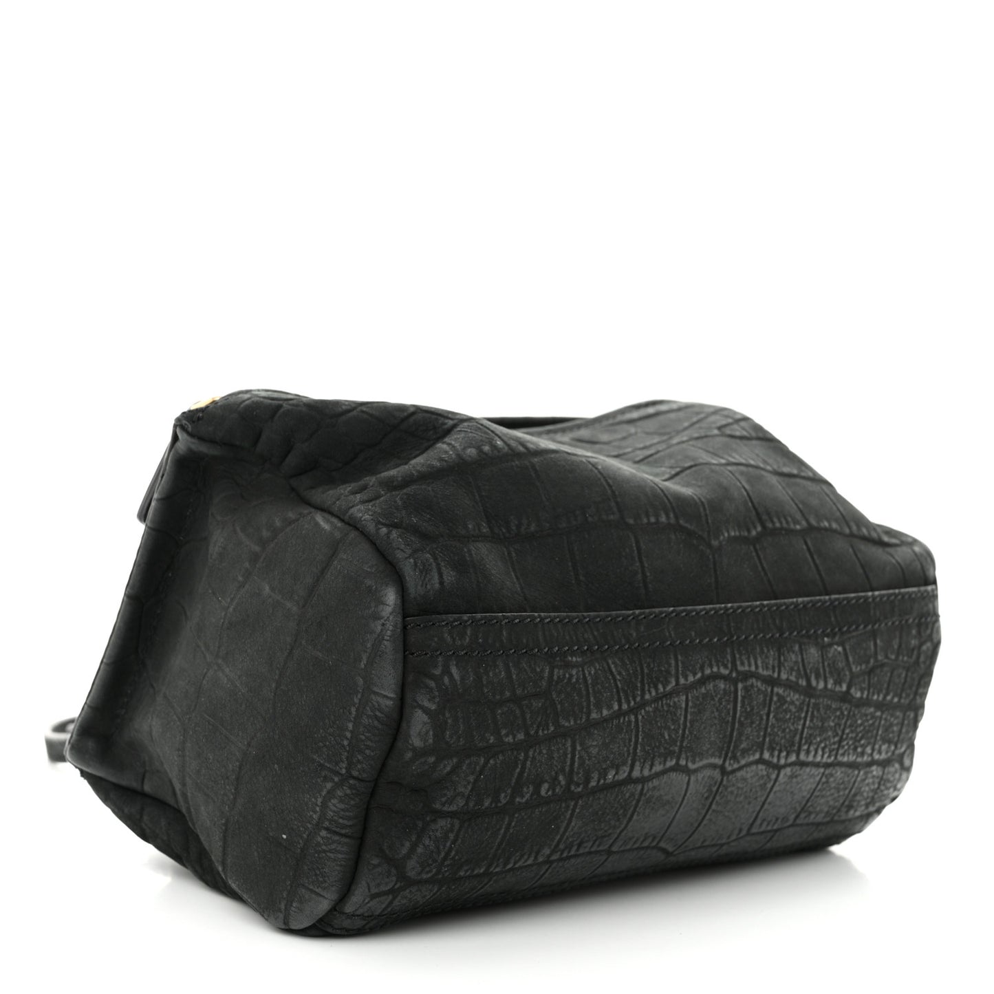 Calfskin Crocodile Embossed Mini Pandora Black