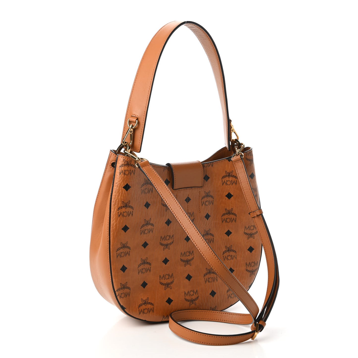 Visetos Studded Medium Patricia Hobo Cognac