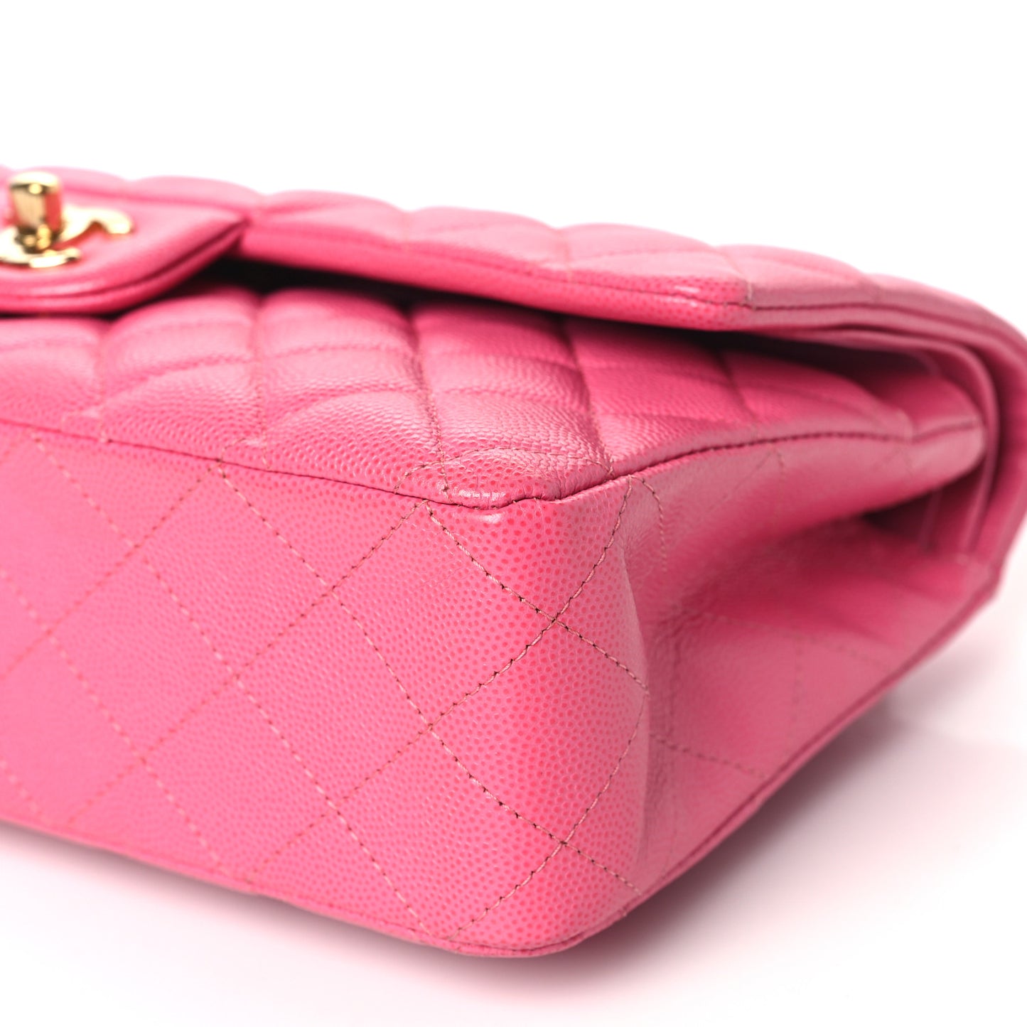 Caviar Quilted Medium Double Flap Pink
