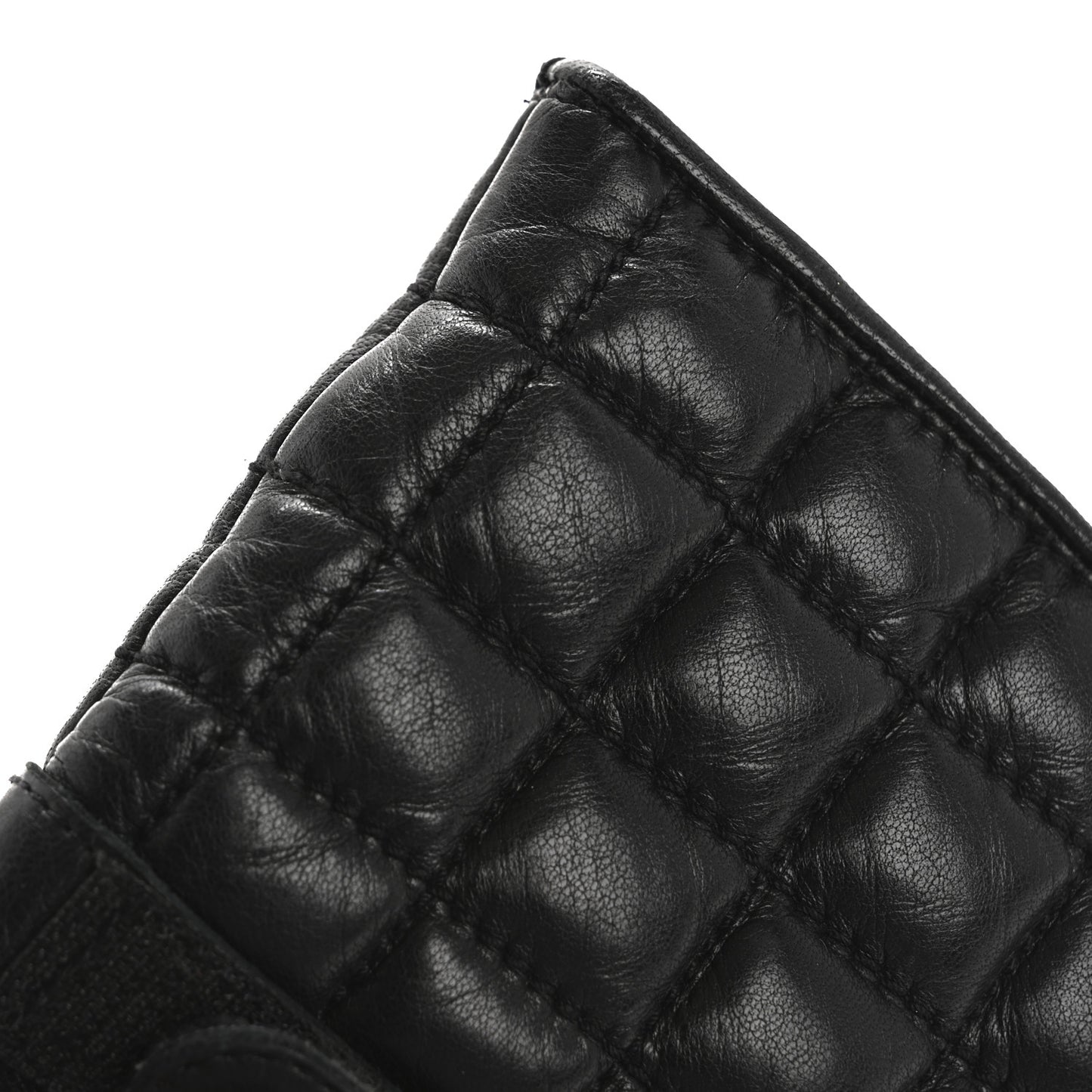 Lambskin Quilted Chocolate Bar Gloves 7 Black
