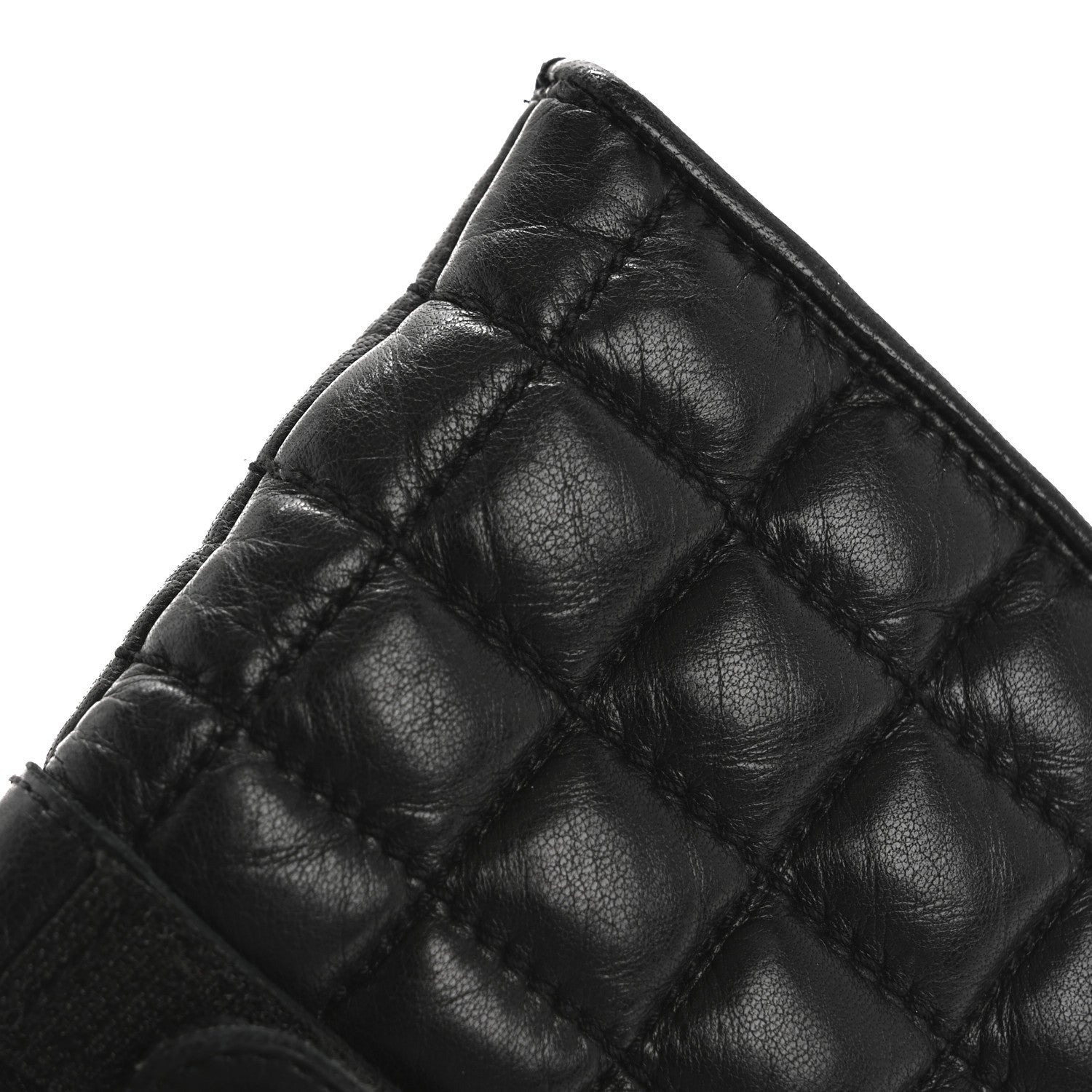 Chanel Lambskin Quilted Chocolate Bar Gloves 7 Black 7 of 8