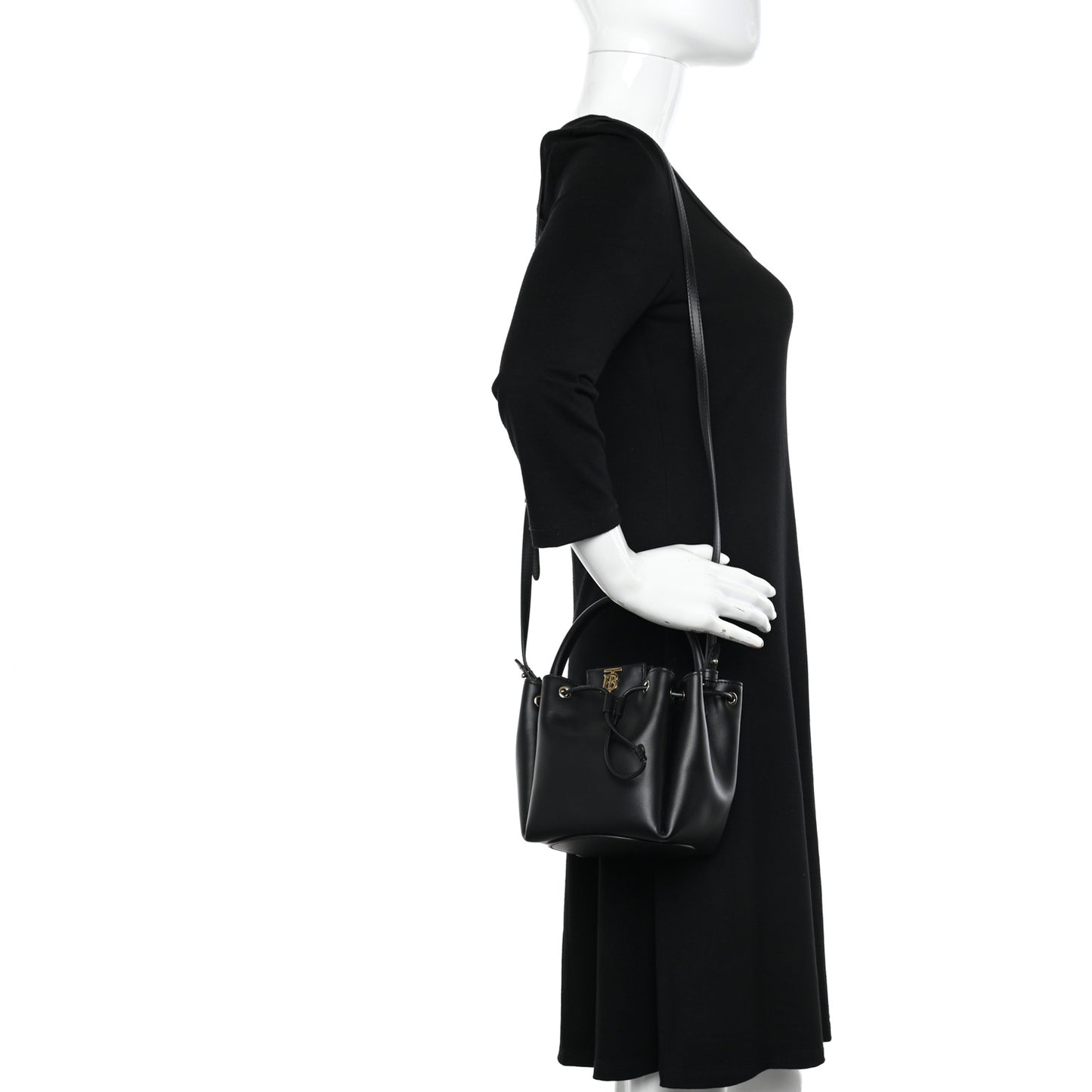 Calfskin Monogram Motif TB Bucket Black