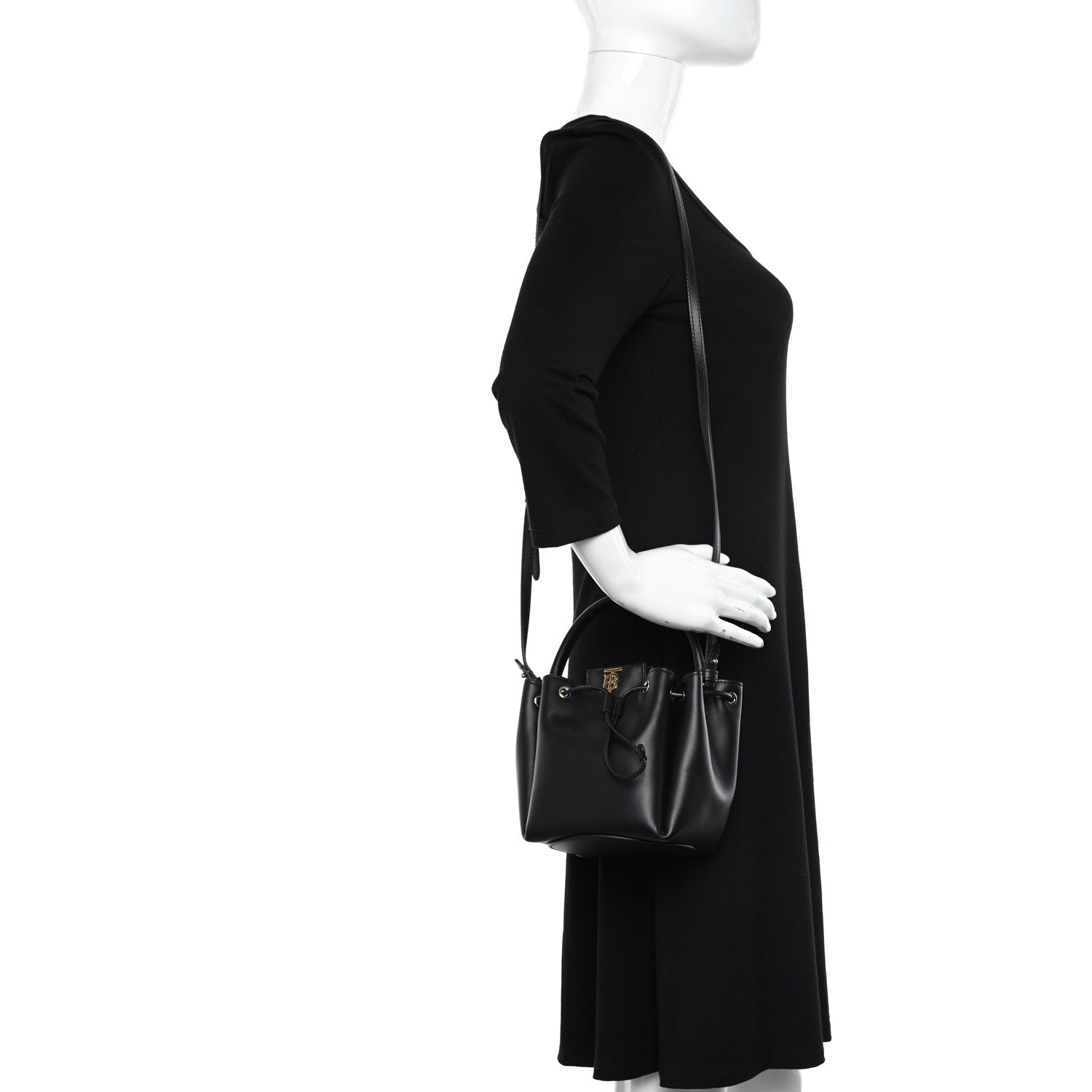 Burberry Calfskin Monogram Motif TB Bucket Black 2 of 9